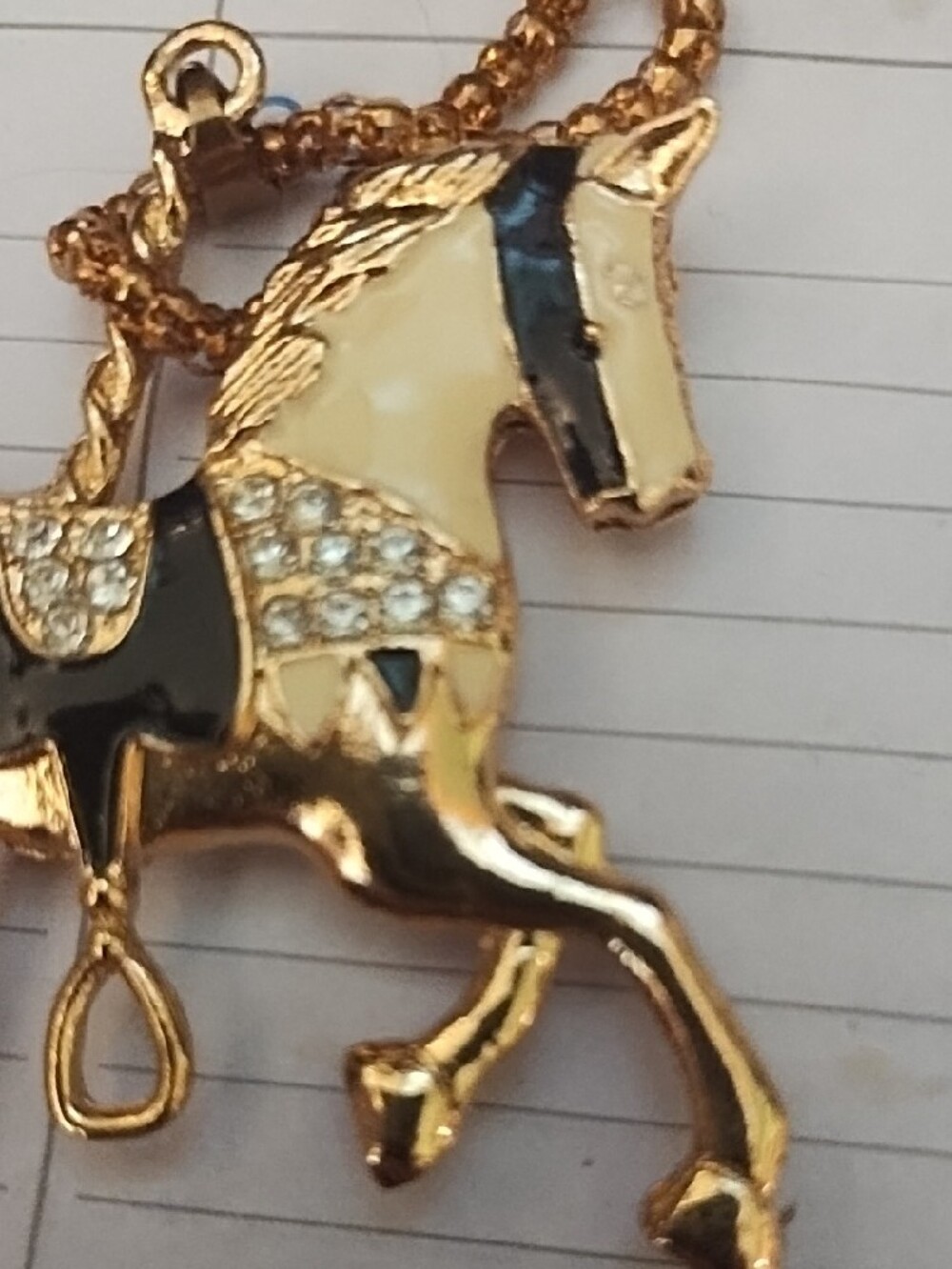Betsey Johnson Gold-Tone Carousel Horse Necklace with Crystal Accents - Picture 5 of 5